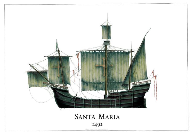 Colombus Ship Print Santa Maria 1492 by Tony Fernandes